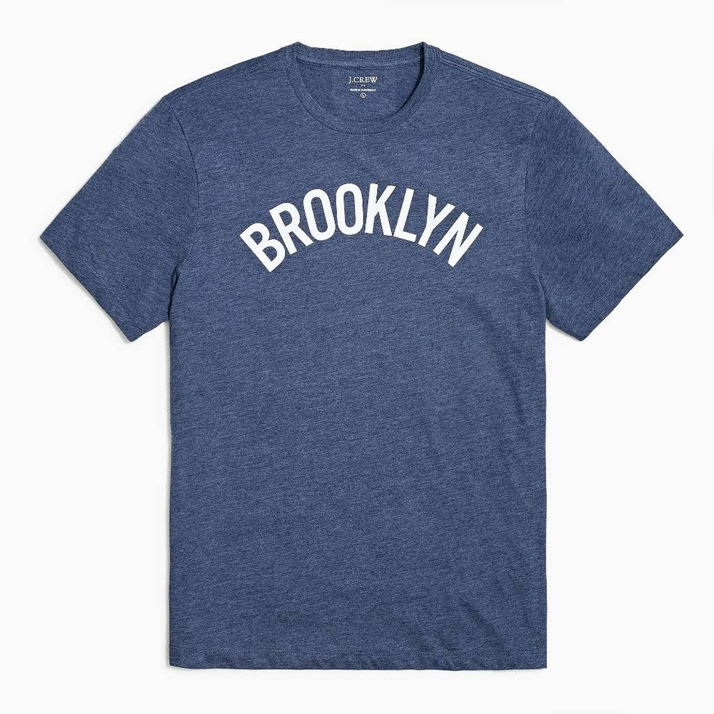 J Crew Size S Small Brooklyn Cotton Graphic Blue T-shirt navy blue EUC